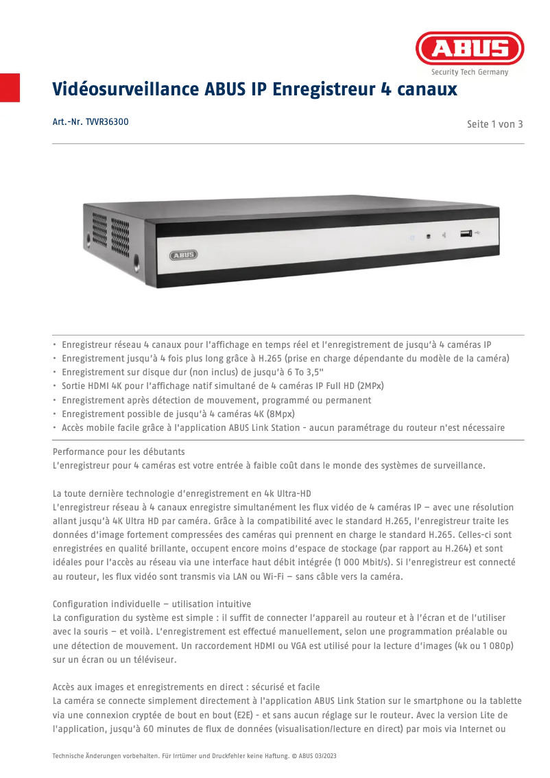 Image de la première page du manuel de l'appareil TVVR36300