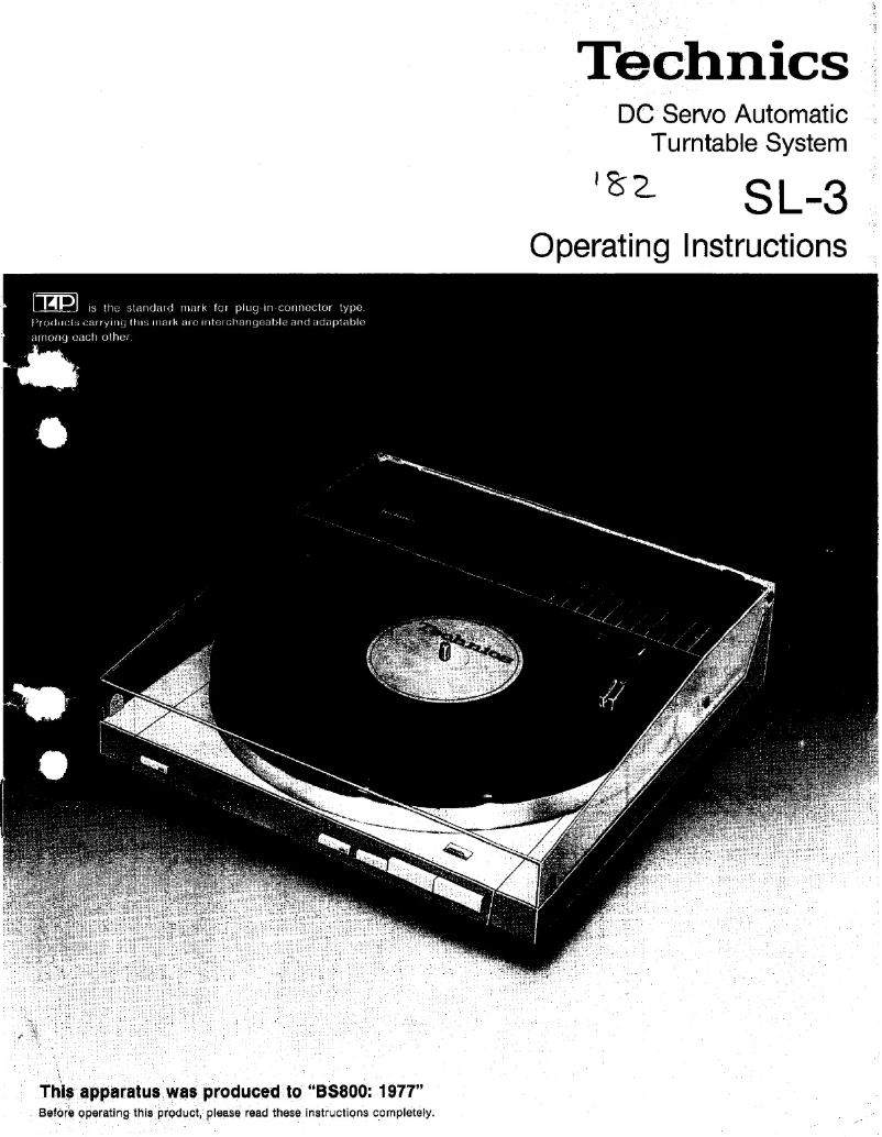 Page n°1 - Manuel utilisateur Technics SL-3