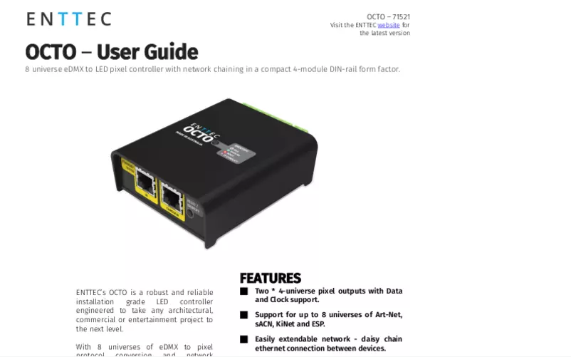 Page 1 de la notice Manuel utilisateur Enttec Octo