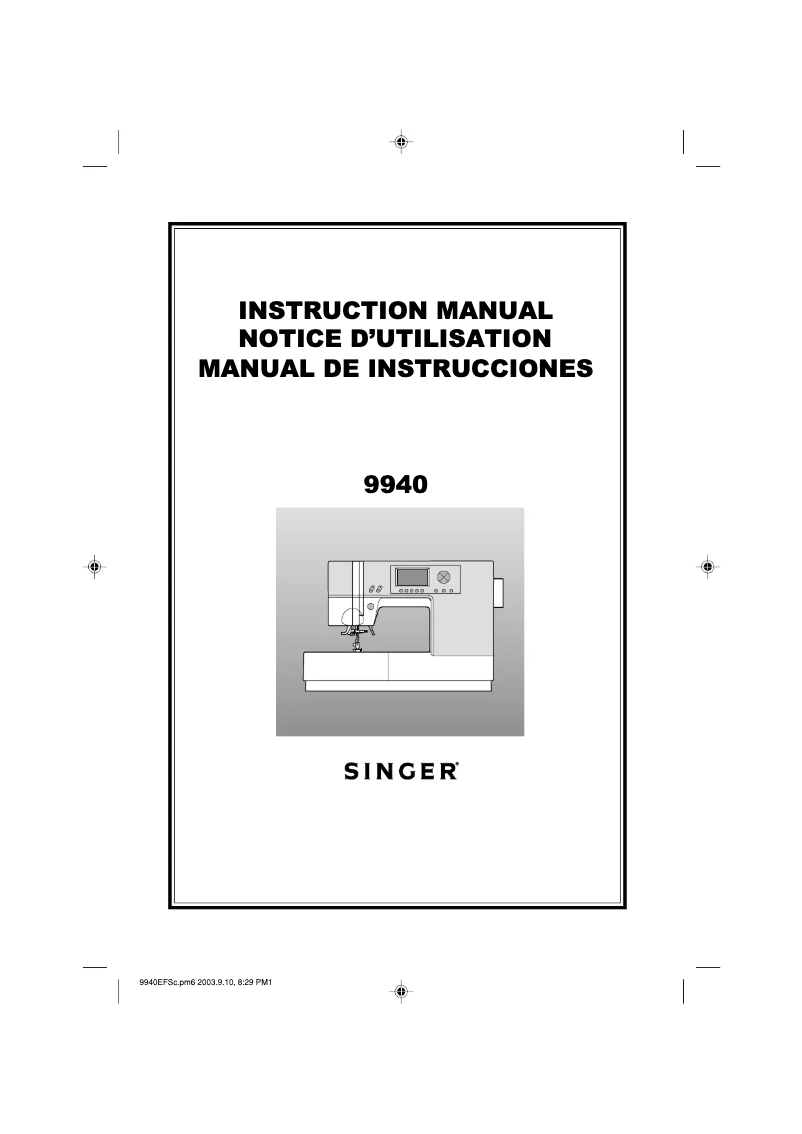 Page n°1 - Manuel utilisateur Singer Quantum 9940