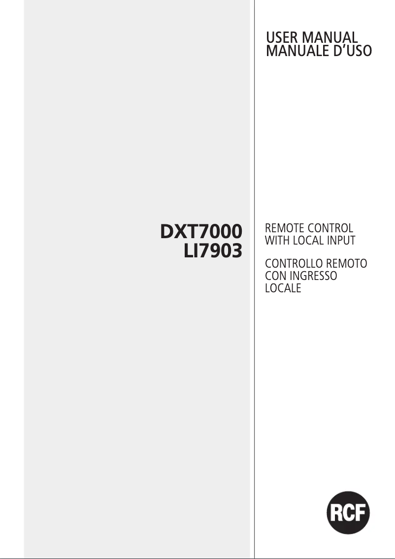 Page 1 de la notice Manuel utilisateur RCF LI 7903