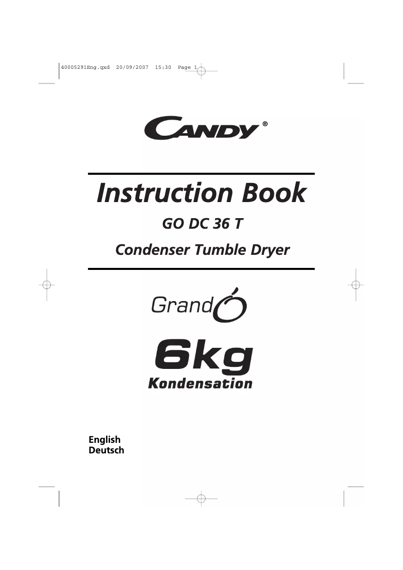 Page 1 de la notice Manuel utilisateur Candy GODC36T-84