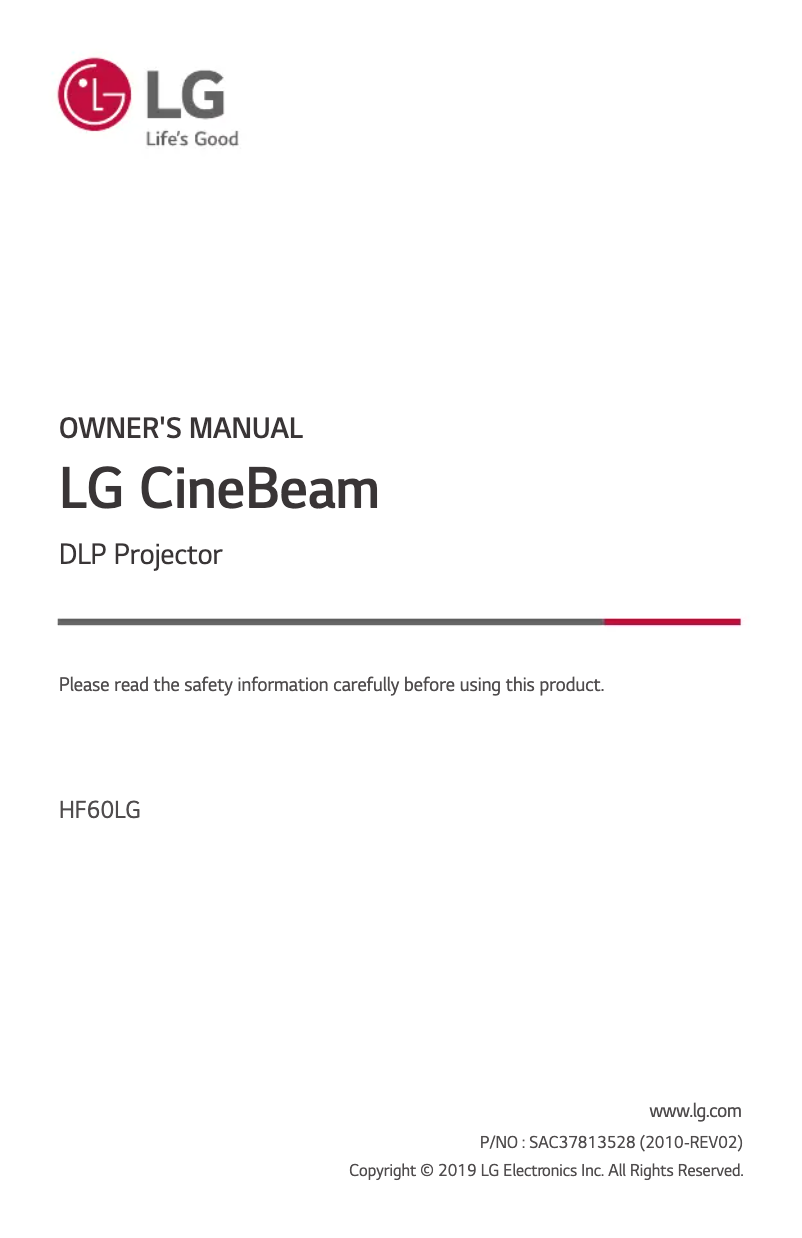 Page n°1 - Manuel utilisateur LG HF60