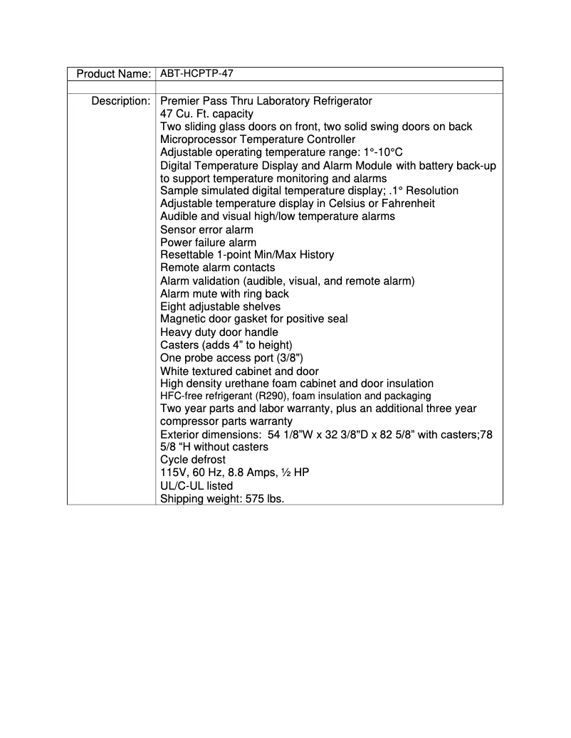 Page 1 de la notice Manuel utilisateur American BioTech Supply ABT-HCPTP-47