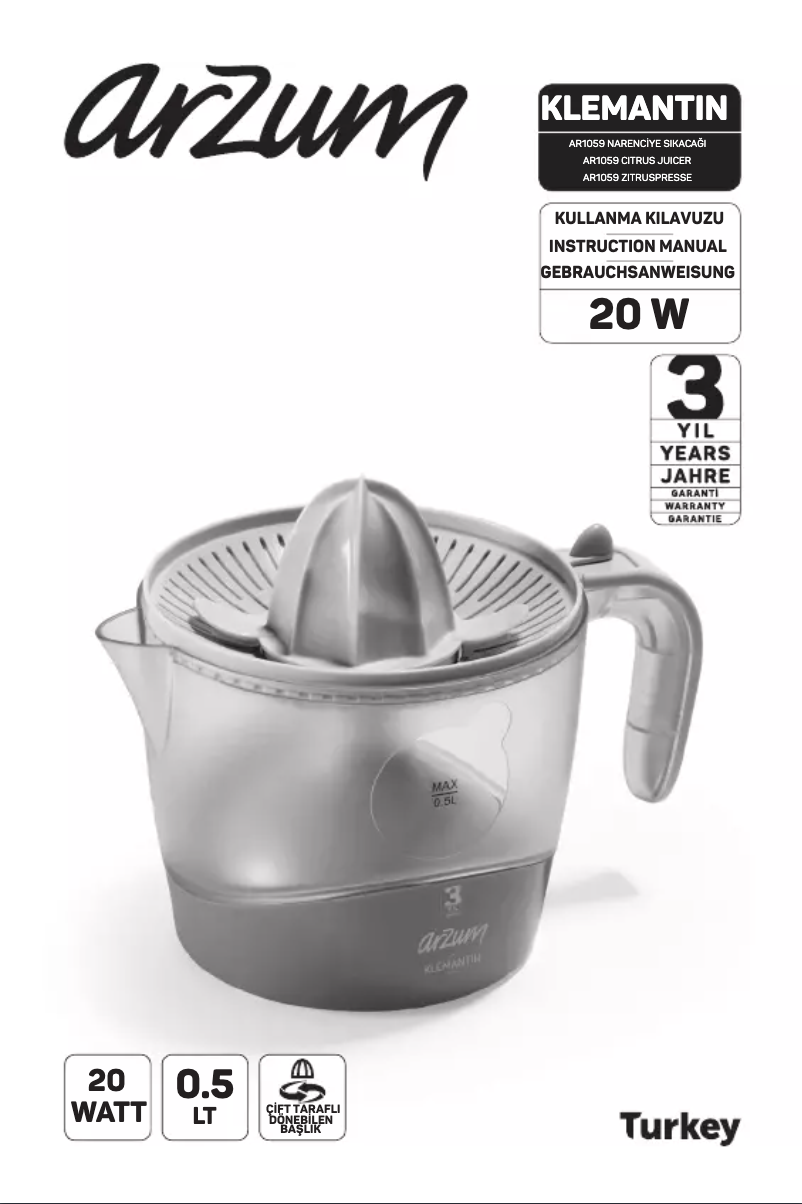 Page 1 de la notice Manuel utilisateur Arzum AR1059