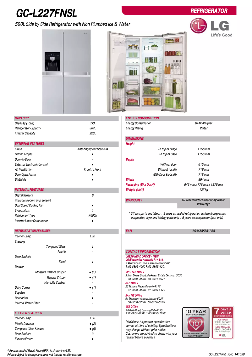 Página 1 del manual Manual de usuario LG GC-L227FNSL