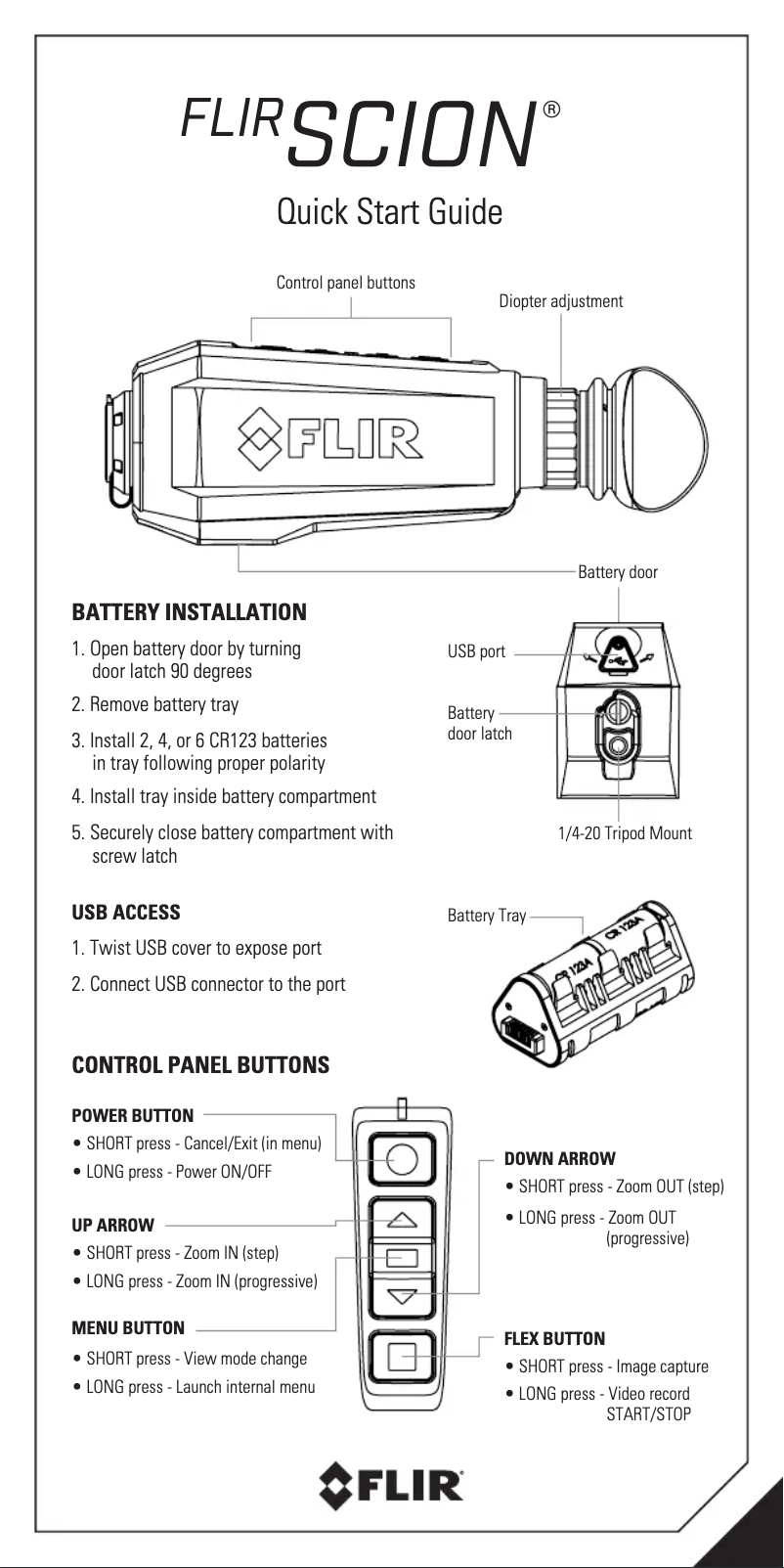 Page 1 de la notice Guide de démarrage rapide FLIR Scion OTM130
