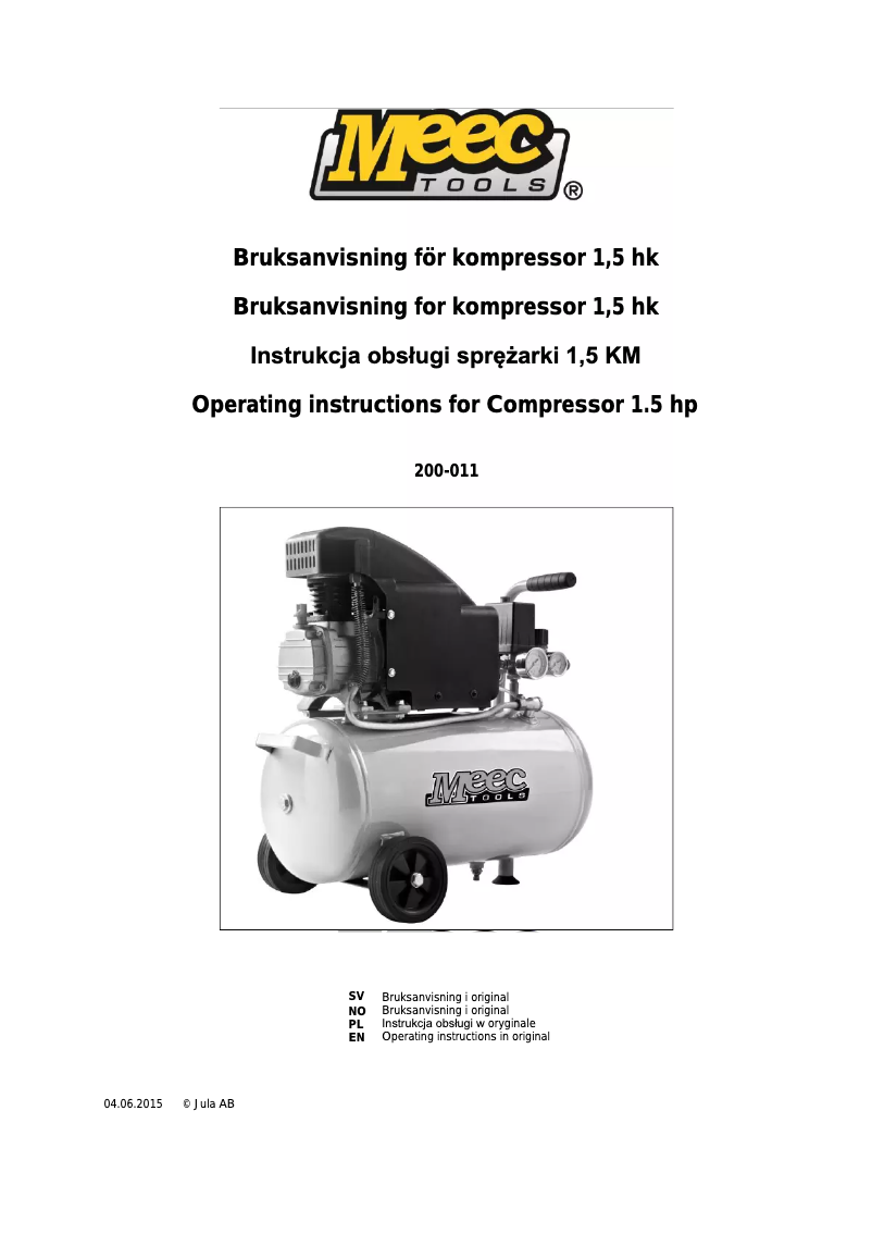 Image de la première page du manuel de l'appareil 200-011