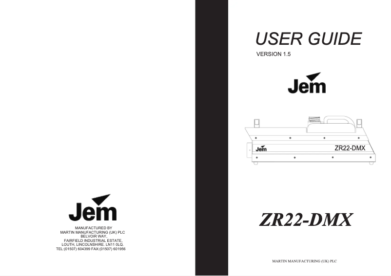 Page n°1 - Manuel utilisateur Martin JEM ZR22-DMX