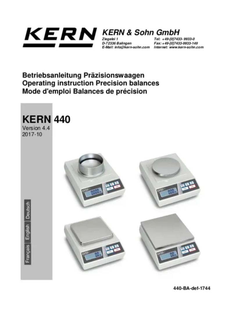 Page 1 de la notice Manuel utilisateur Kern 440-49N