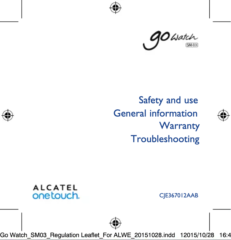Page 1 de la notice Manuel utilisateur Alcatel One Touch Go Watch SM-03