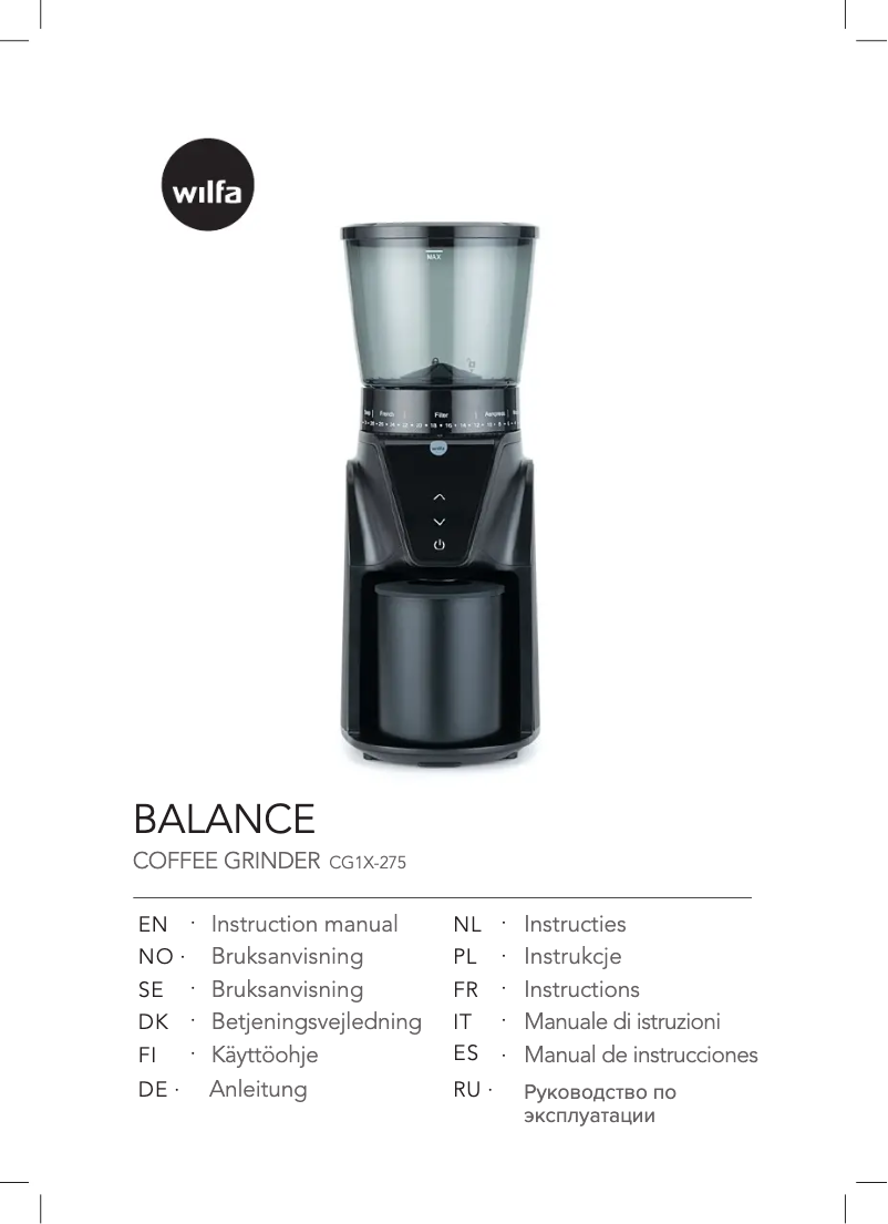 Page n°1 - Manuel utilisateur Wilfa Balance CG1B-275