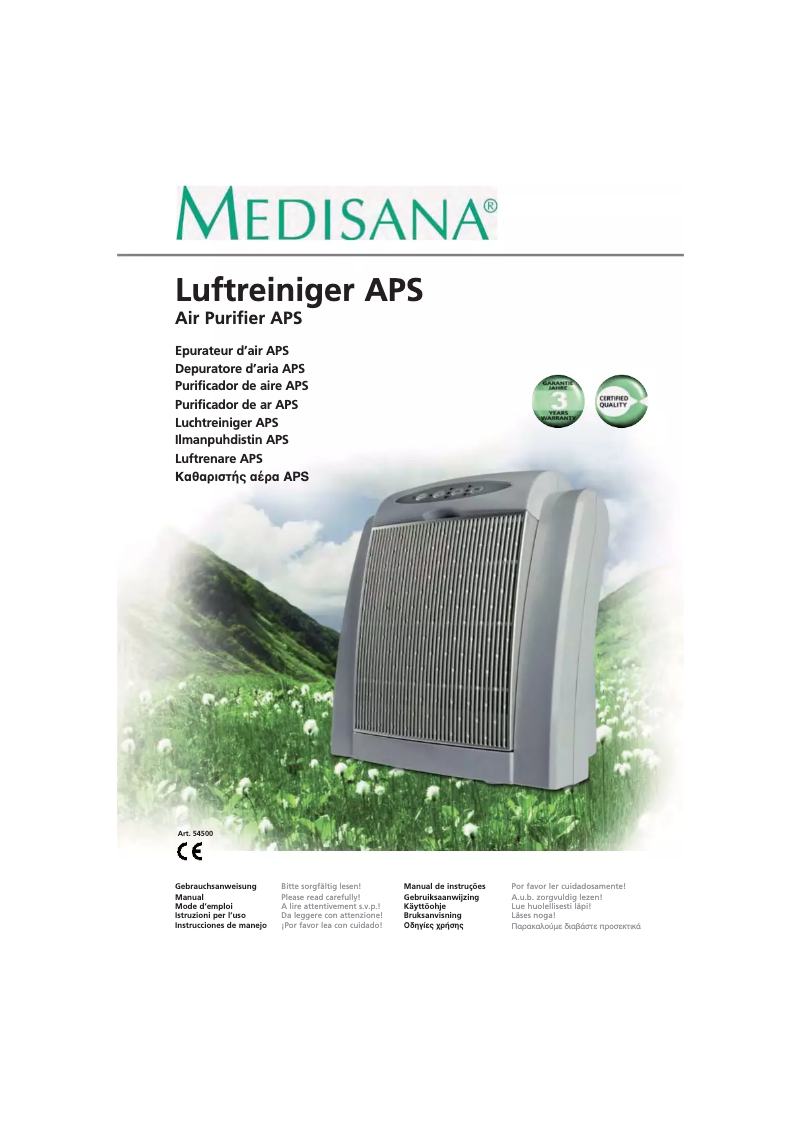 Page 1 de la notice Manuel utilisateur Medisana Air Purifier APS