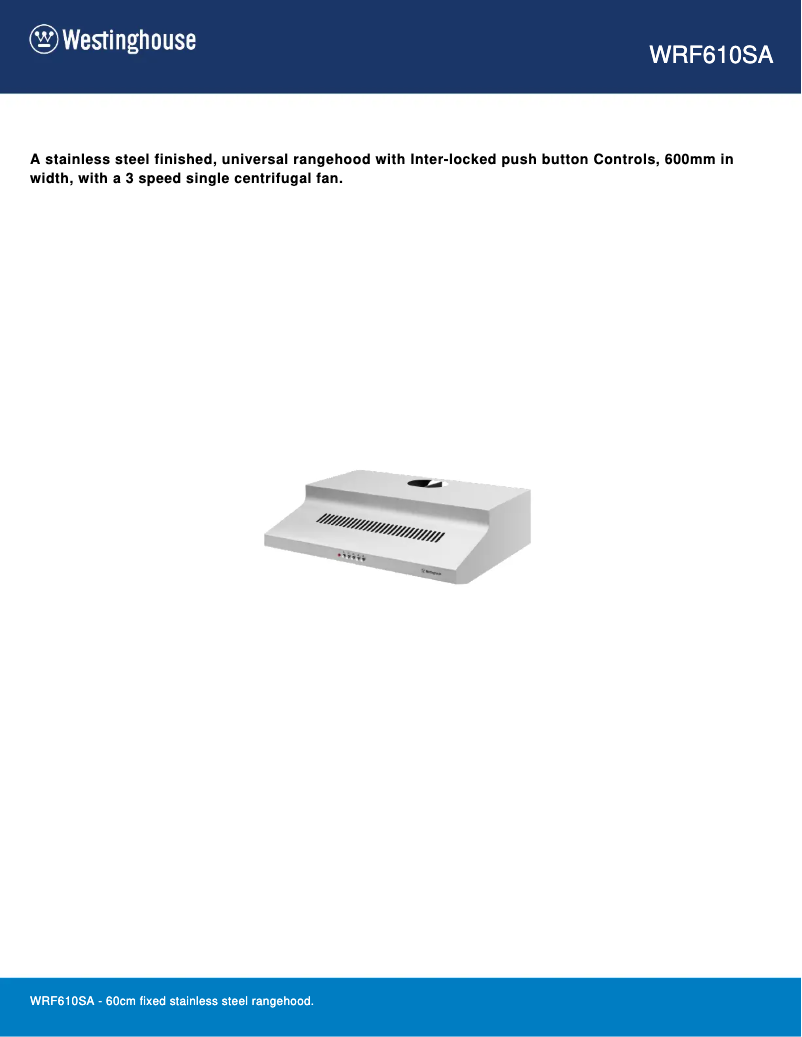 Página 1 del manual Ficha técnica Westinghouse WRF610SA