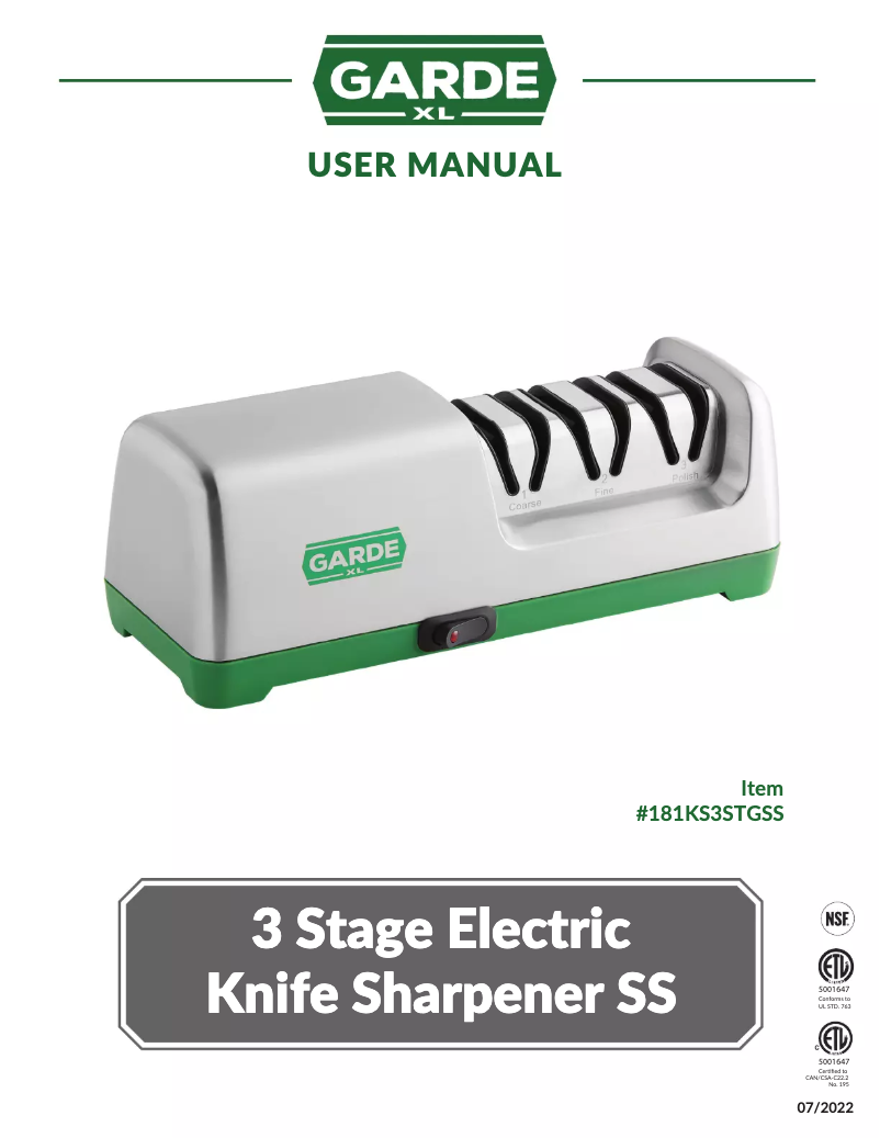 Page n°1 - Manuel utilisateur Garde XL 181KS3STGSS
