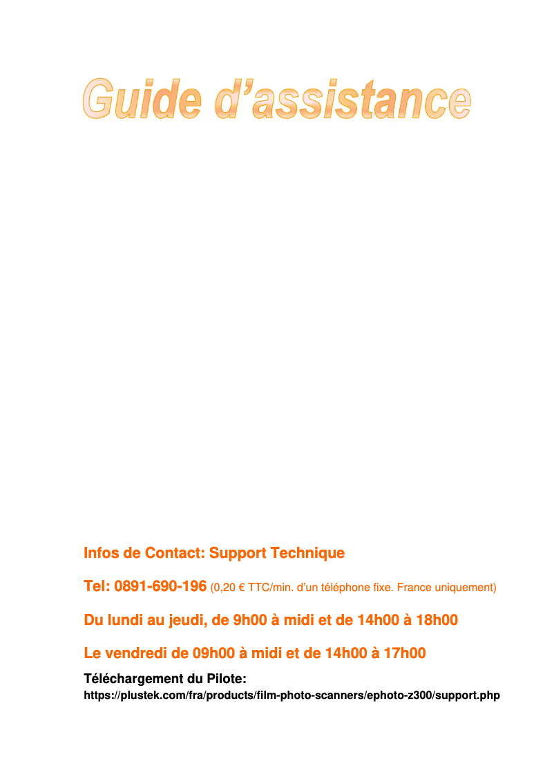 Page 1 de la notice Manuel utilisateur Plustek ePhoto Z300
