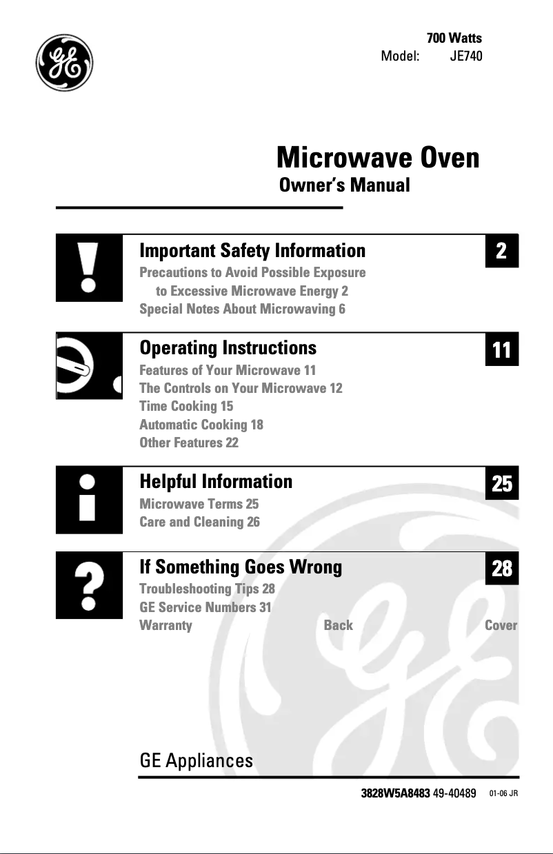 Image de la première page du manuel de l'appareil JE740WK
