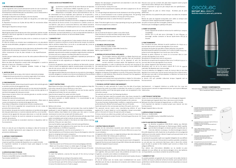 Page 1 de la notice Manuel utilisateur Cecotec InstantMill Gravity