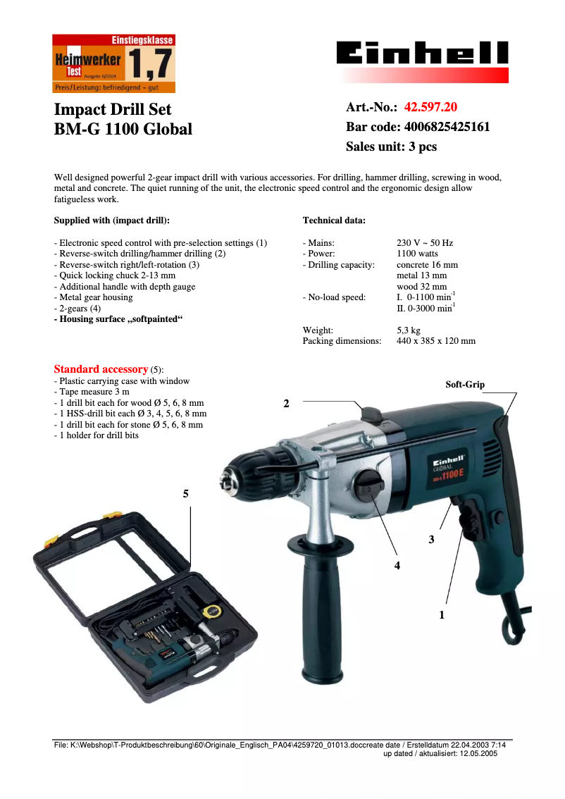 Imagen de la primera página del manual del dispositivo BM-G 1100 E