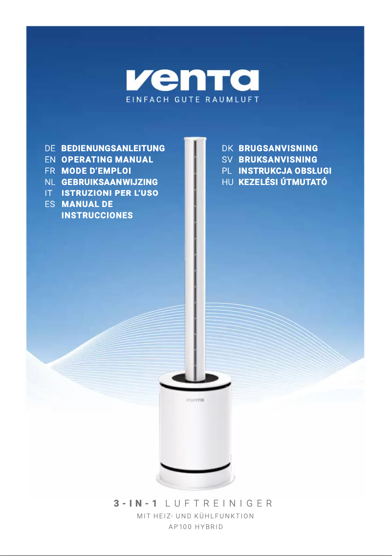 Page 1 de la notice Manuel utilisateur Venta AirPro AP100