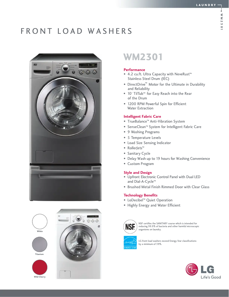 Image de la première page du manuel de l'appareil WM2301HW