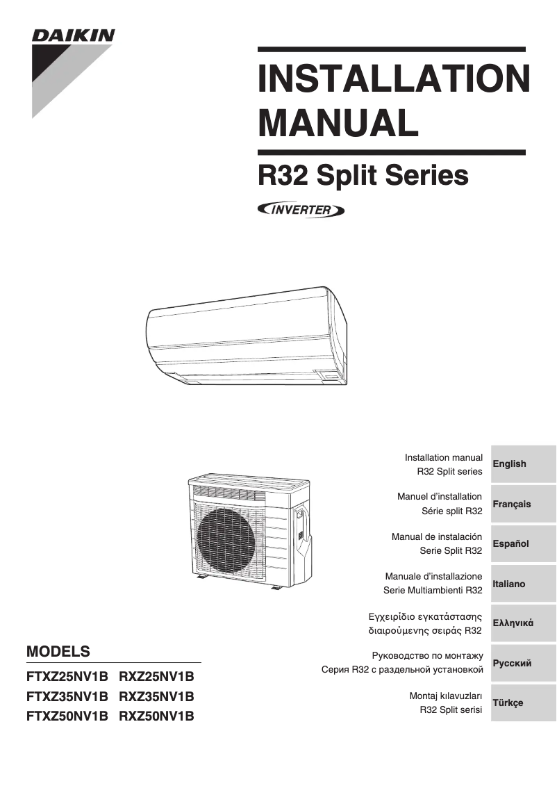 Page 1 de la notice Manuel utilisateur Daikin RXZ35NV1B