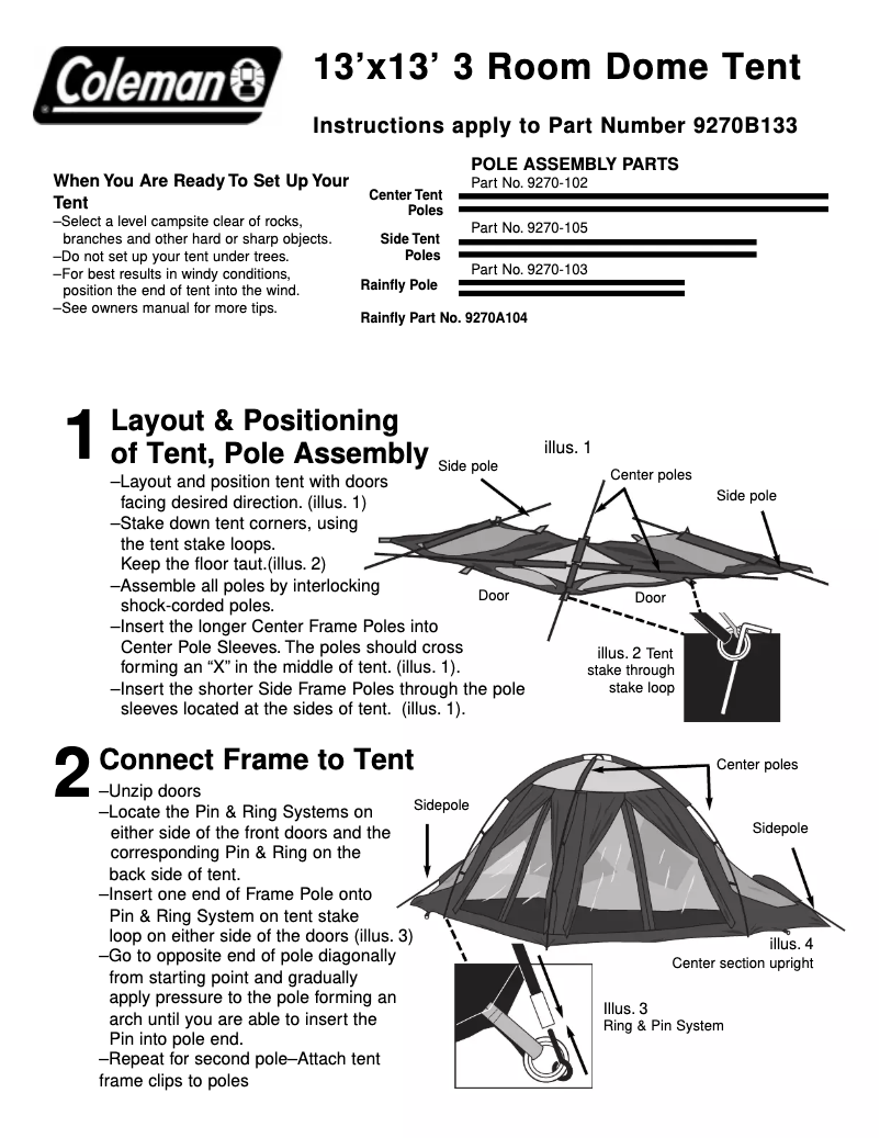 Page 1 of the manual User Manual Coleman 3 Room Dome