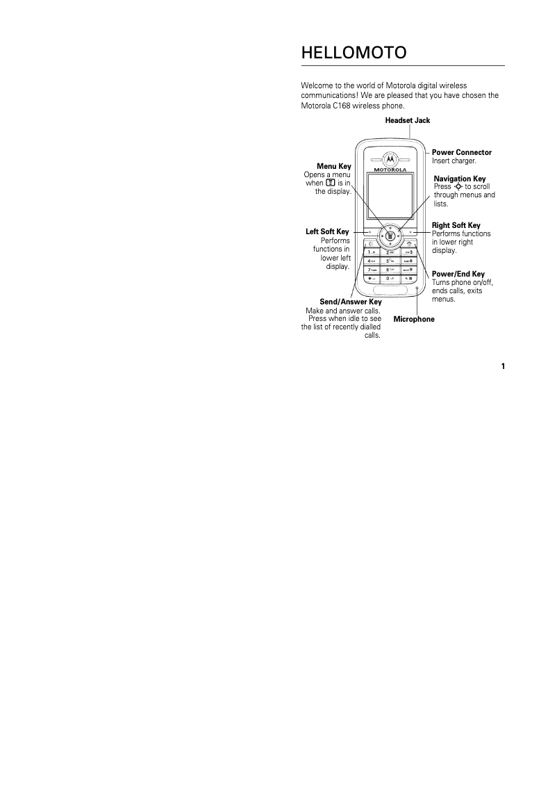 Página 1 del manual Manual de usuario Motorola C168