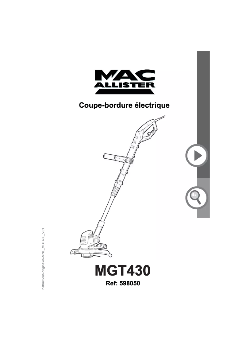 Page 1 de la notice Manuel utilisateur MacAllister MGT430