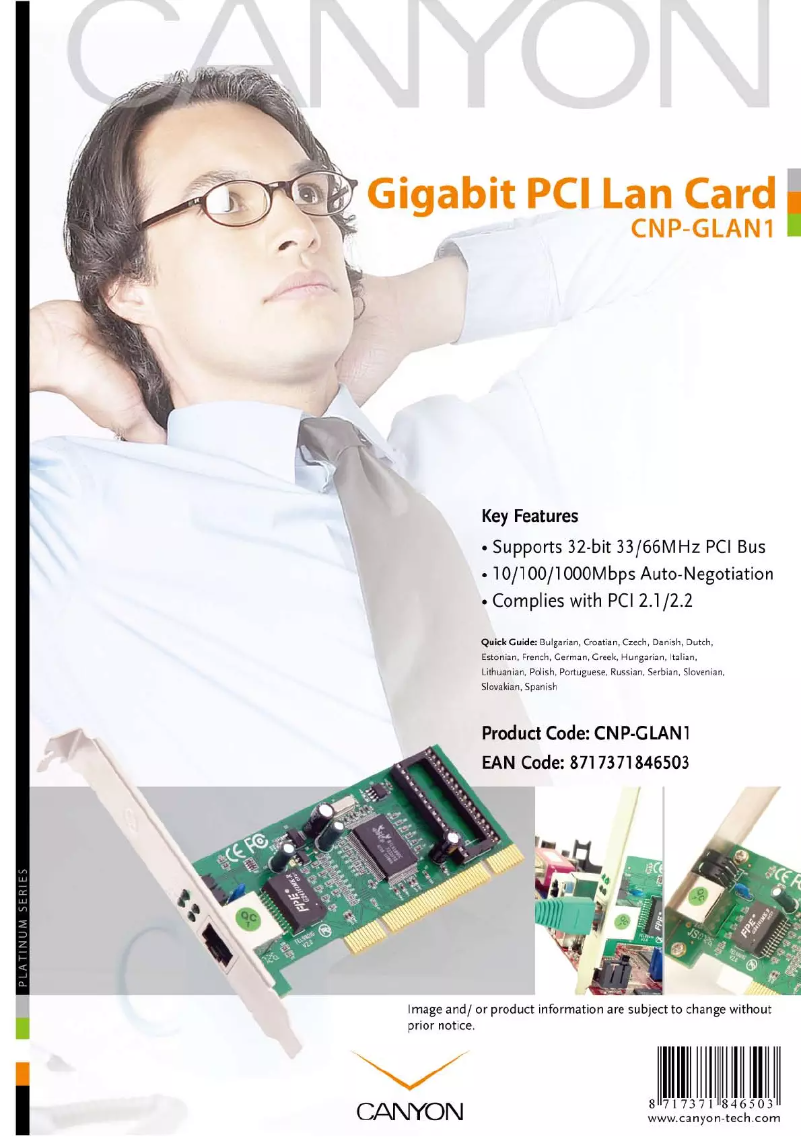 Page 1 de la notice Manuel utilisateur Canyon CNP-GLAN1