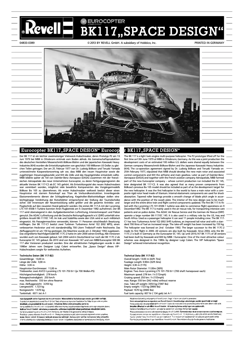 Image de la première page du manuel de l'appareil Eurocopter BK 117
