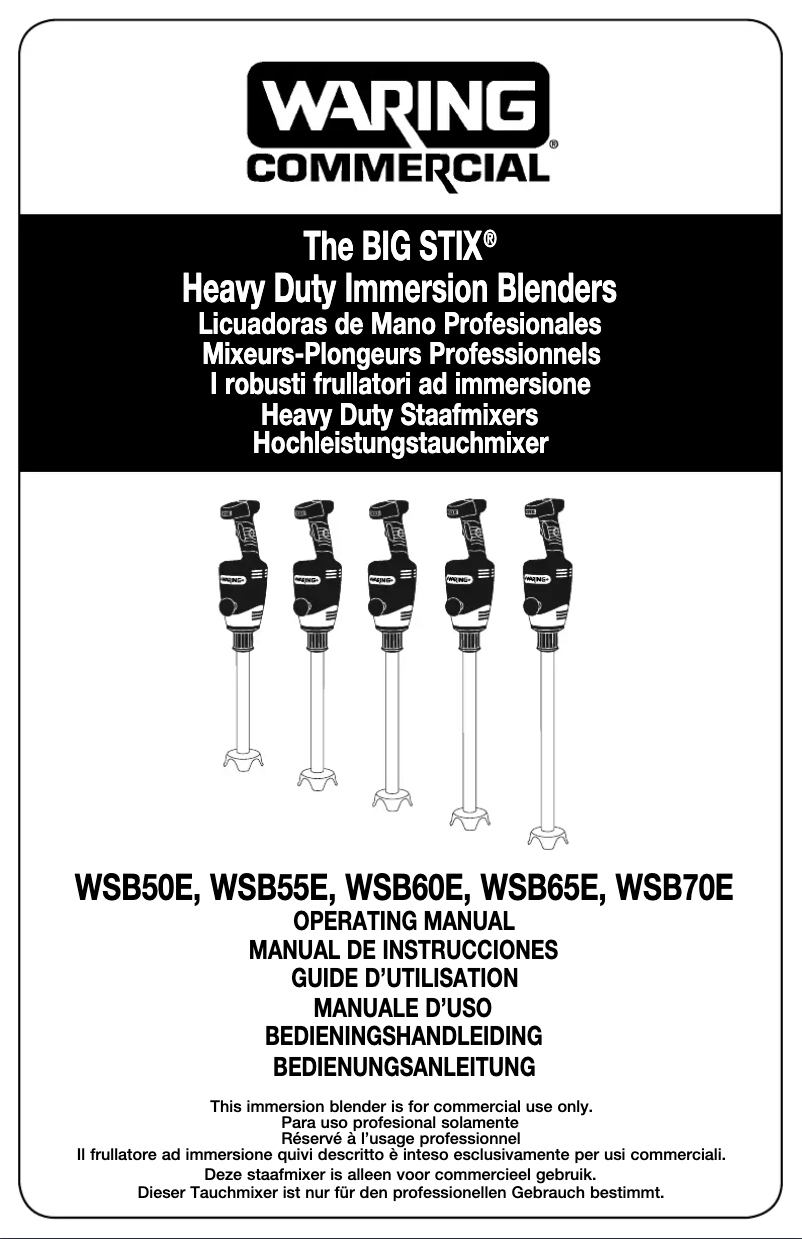 Page n°1 - Manuel utilisateur Waring Commercial Big Stix WSB65E