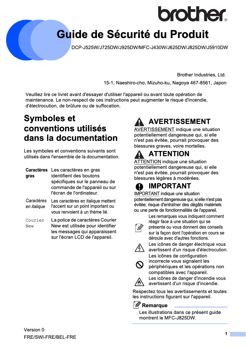Image de la première page du manuel de l'appareil DCP-J925DW