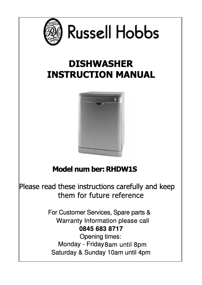 Page n°1 - Manuel utilisateur Russell Hobbs RHDW1S