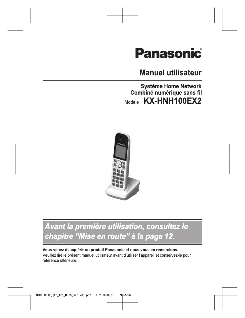 Image de la première page du manuel de l'appareil KX-HNH100EX2