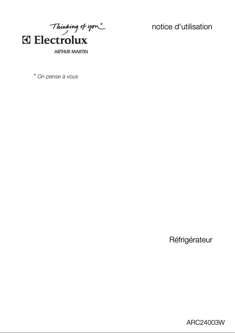 Page n°1 - Manuel utilisateur Arthur Martin-Electrolux ARC24003W