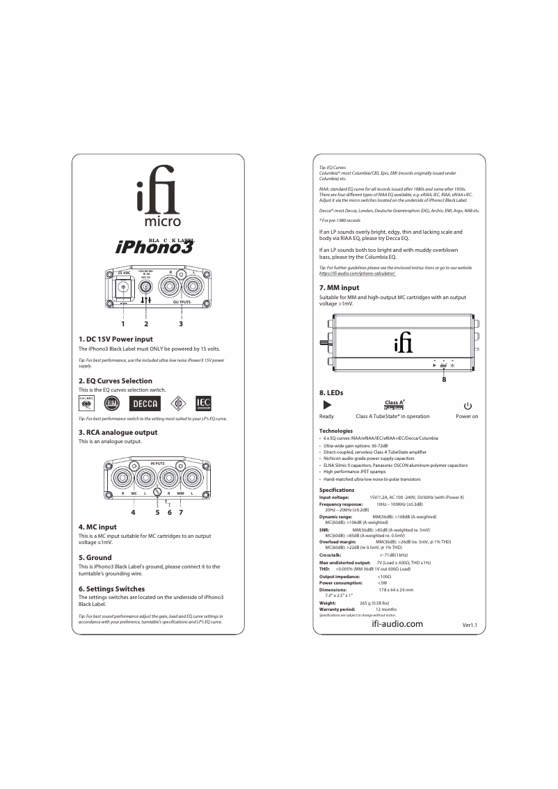 Page 1 de la notice Manuel utilisateur iFi Audio iDefender+