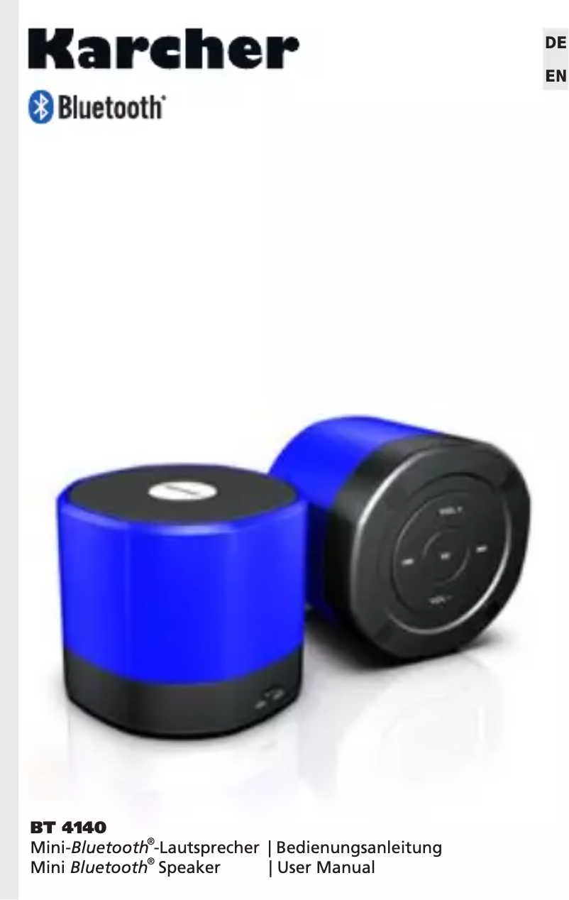 Page 1 de la notice Manuel utilisateur Karcher Audio BT4140