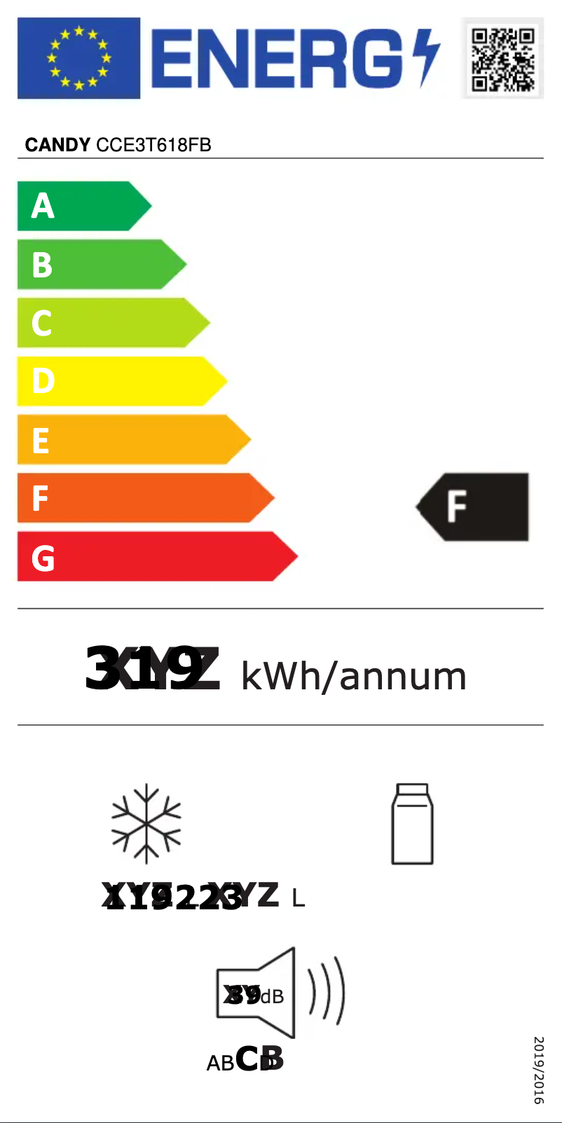 Page n°1 - Label énergétique Candy CCE3T618FB