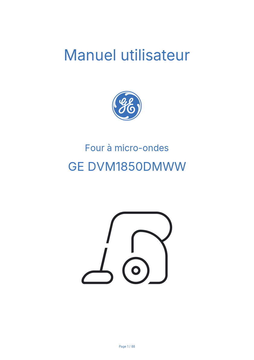 Page n°1 - Manuel utilisateur GE DVM1850DMWW