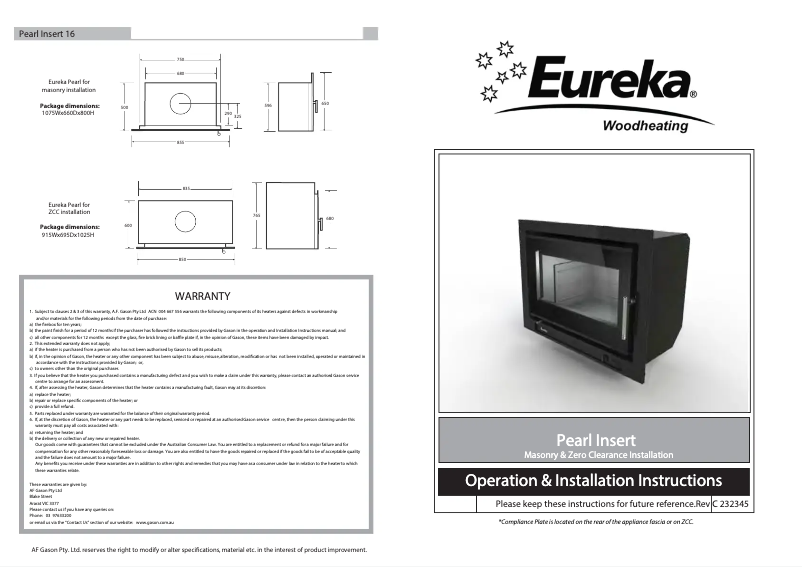 Page n°1 - Manuel utilisateur Eureka Pearl Insert