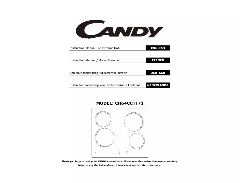 Page n°1 - Manuel utilisateur Candy CH64CCTT