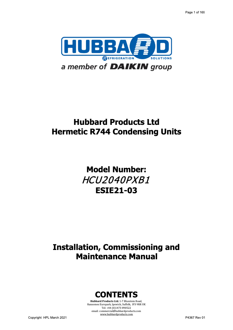 Page 1 de la notice Manuel utilisateur Daikin HCU2040PXB1