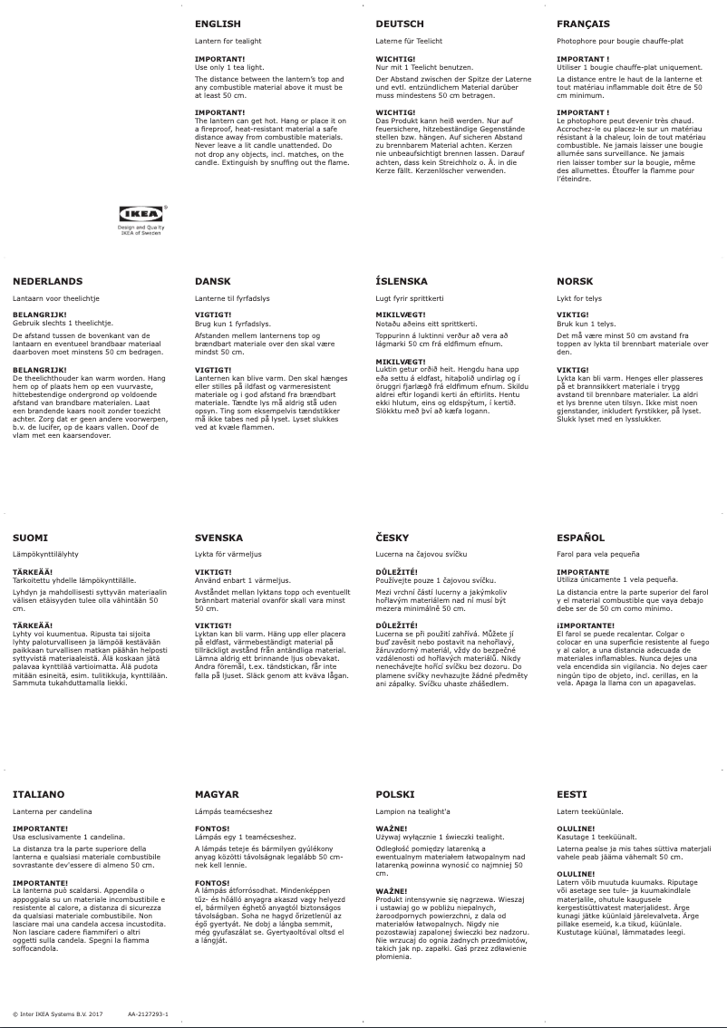 Page 1 de la notice Manuel utilisateur Ikea ENRUM 905.263.57