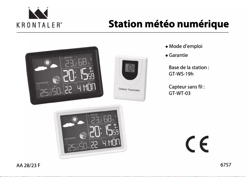 Page n°1 - Manuel utilisateur Krontaler GT-WS-19
