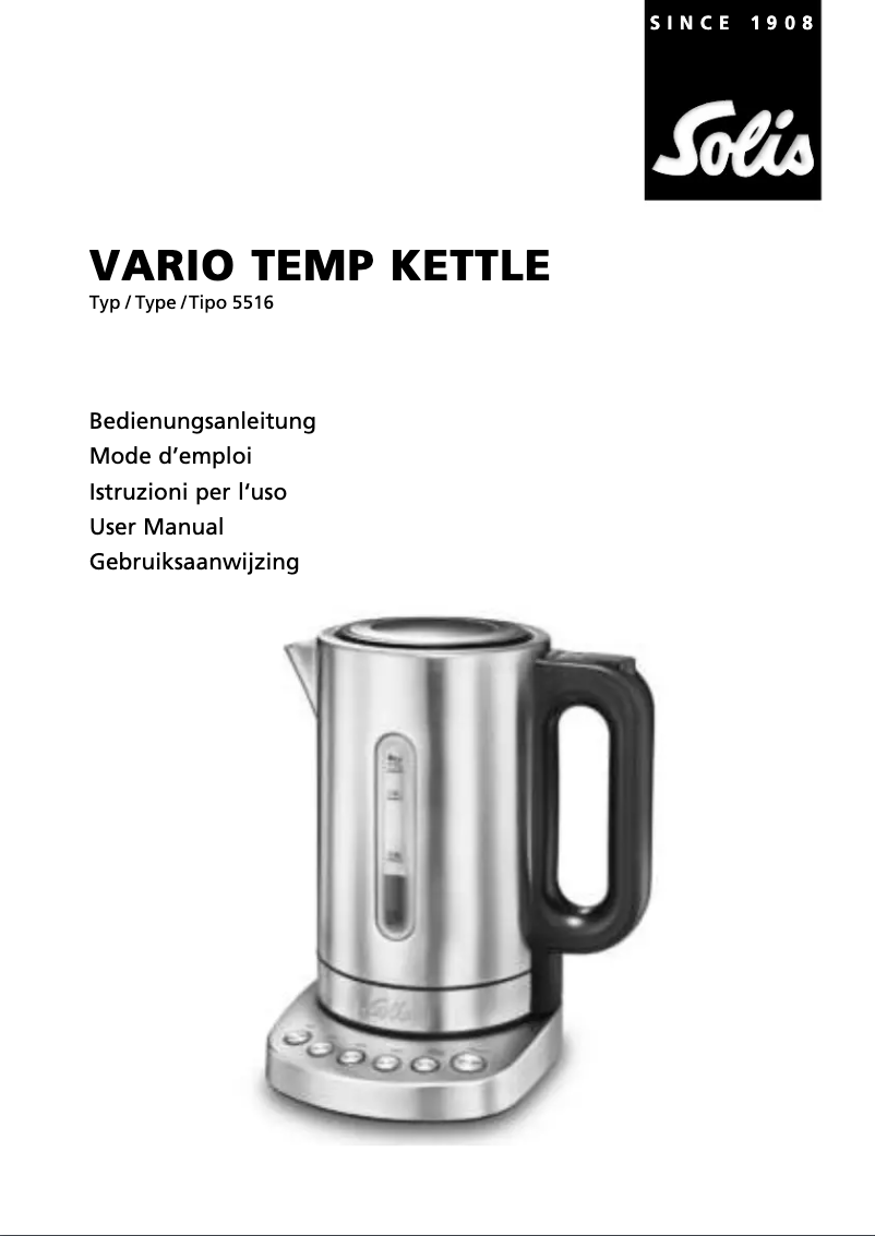 Page 1 de la notice Manuel utilisateur Solis Vario Temp Kettle 5516