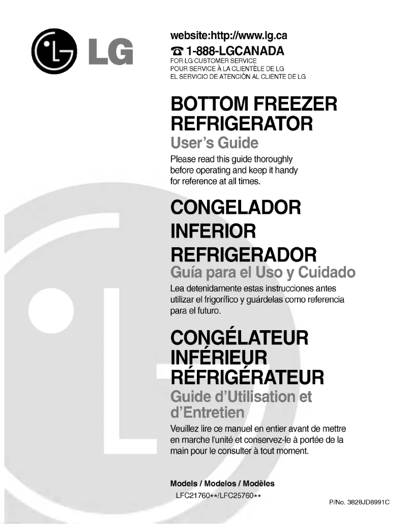 Page 1 de la notice Manuel utilisateur LG GR-B258JVCA