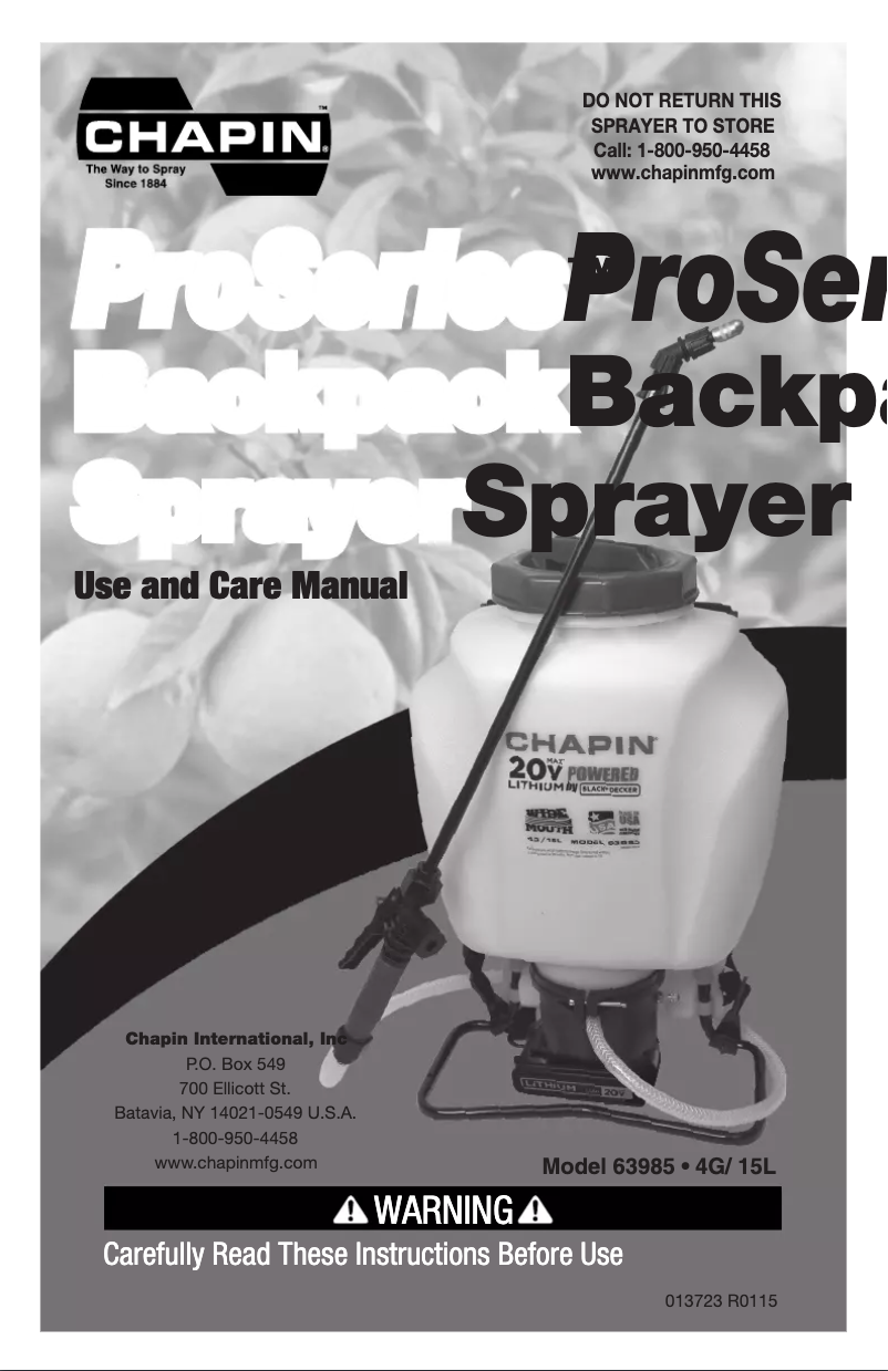 Page n°1 - Manuel utilisateur Chapin 63985