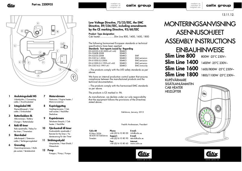 Page 1 de la notice Manuel utilisateur Calix Slim Line 800