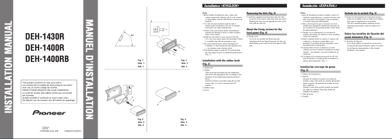 Page 1 of the manual User Manual Pioneer DEH-1430R
